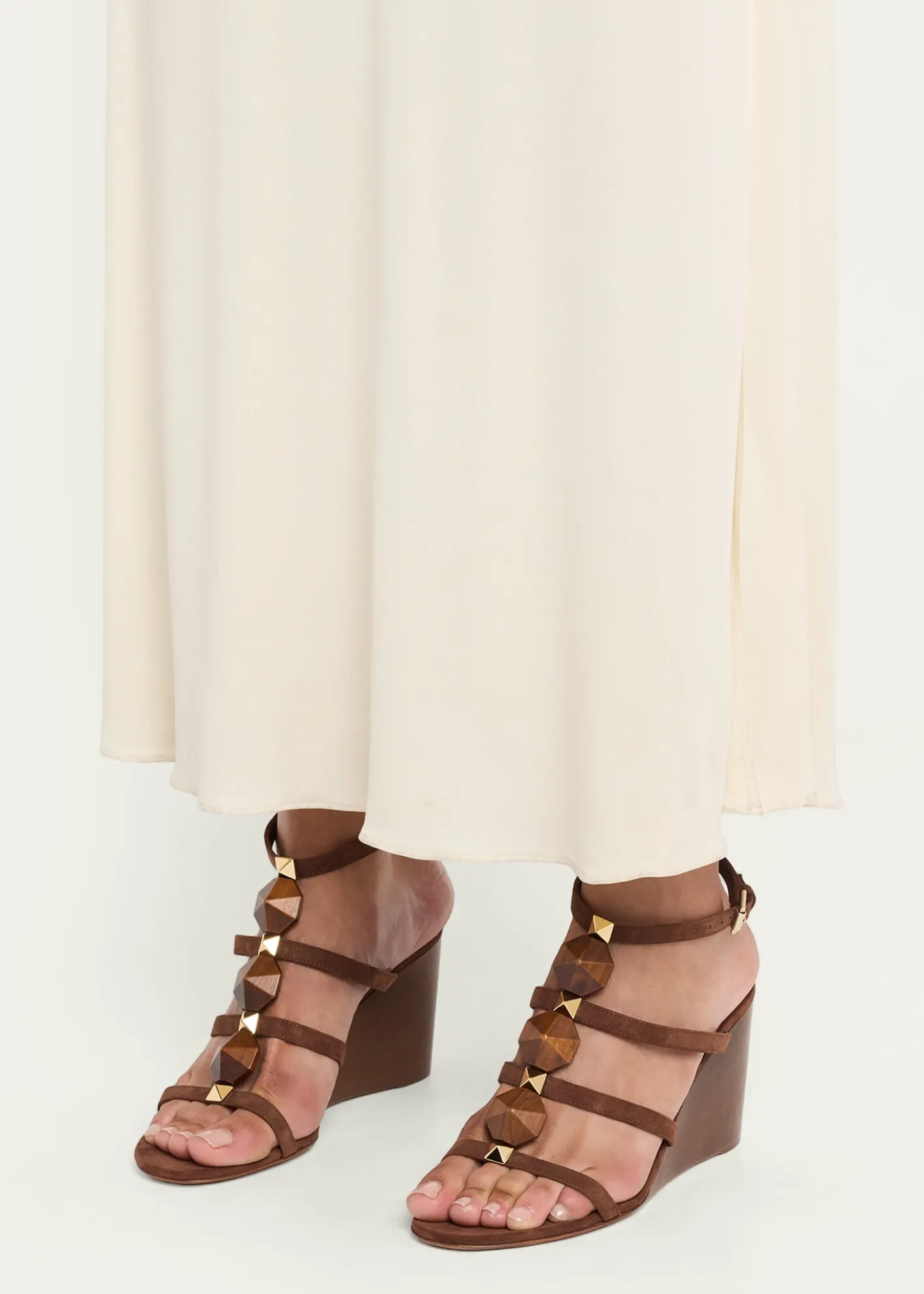 Gianvito Rossi70mm Wooden Stud Suede Caged Sandals