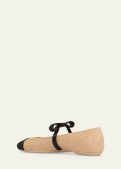 Gianvito RossiRaffia Bow Ballerina Flats