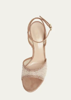 Gianvito RossiStrass Organza Ankle-Strap Platform Sandals