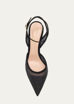 Gianvito RossiSuede Organza Ankle-Strap Pumps