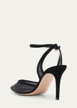Gianvito RossiSuede Organza Ankle-Strap Pumps