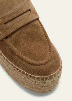 Gianvito RossiSuede Penny Loafer Platform Espadrille Mules
