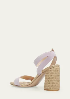 Gianvito RossiSuede Raffia Ankle-Strap Sandals