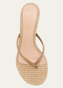 Gianvito RossiSuede Raffia Heeled Thong Sandals