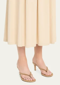 Gianvito RossiSuede Raffia Heeled Thong Sandals