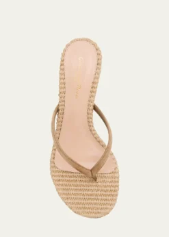 Gianvito RossiSuede Raffia Heeled Thong Sandals