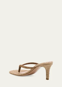 Gianvito RossiSuede Raffia Heeled Thong Sandals