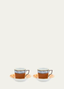 GINORI 1735Il Viaggio di Nettuno Luna 3 oz. Coffee Cups & Saucers, Set of 2