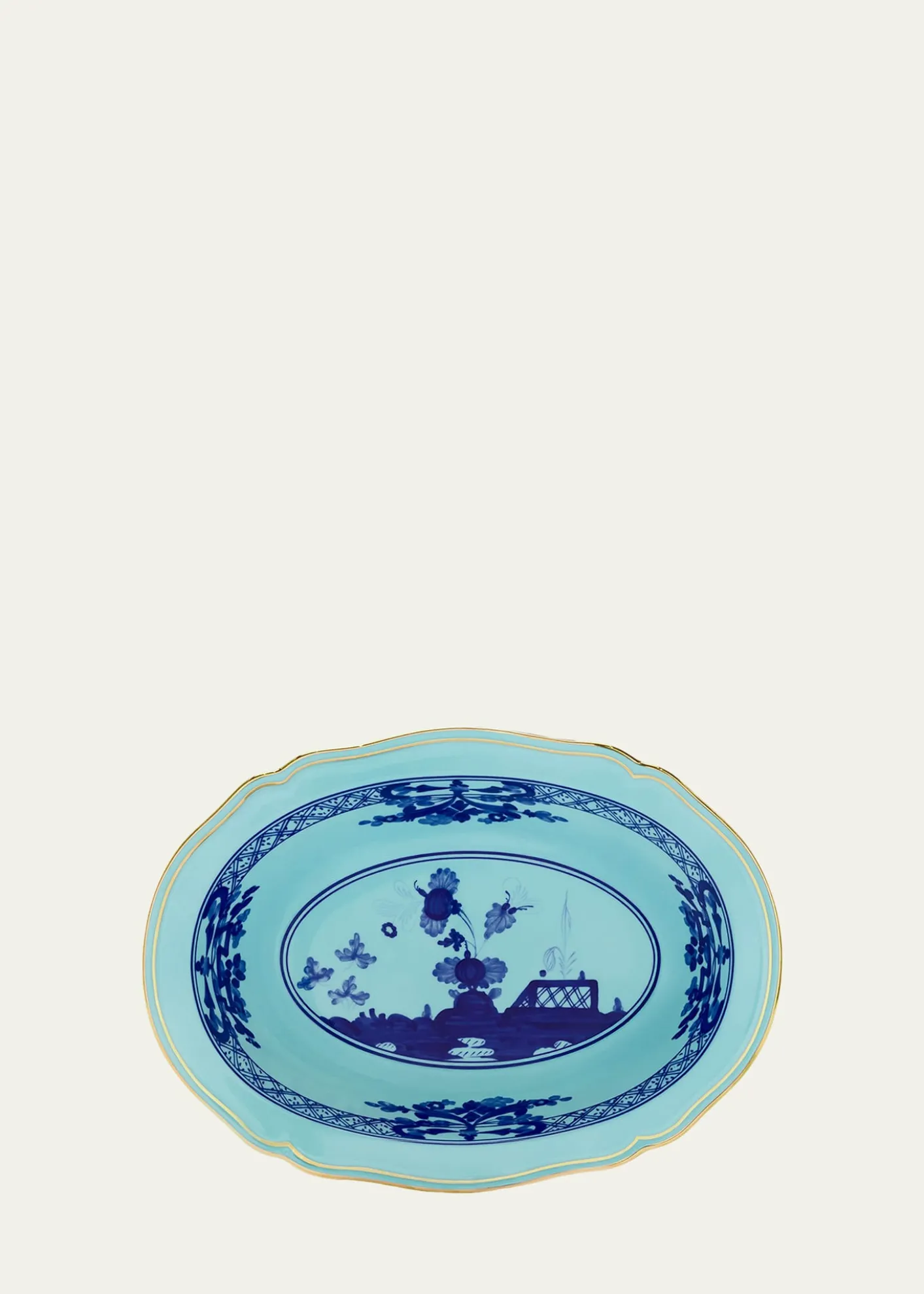 GINORI 1735Oriente Italiano Iris Deep Oval Serving Bowl