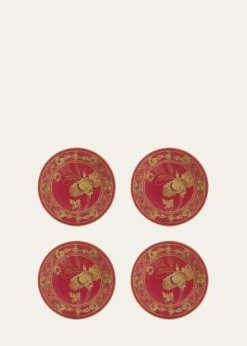 GINORI 1735Oriente Italiano Rubrum Coasters, Set of 4