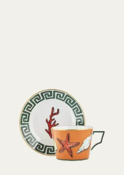 GINORI 17354-Piece Il Viaggio di Nettuno Teacup and Saucer Set