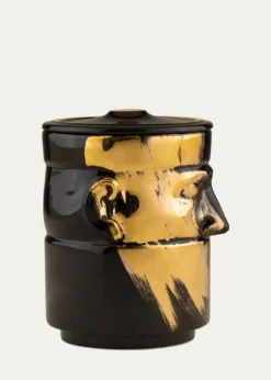 GINORI 1735The Companion Candleholder, Charcoal/Gold - LCDC Collection