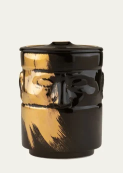 GINORI 1735The Companion Candleholder, Charcoal/Gold - LCDC Collection