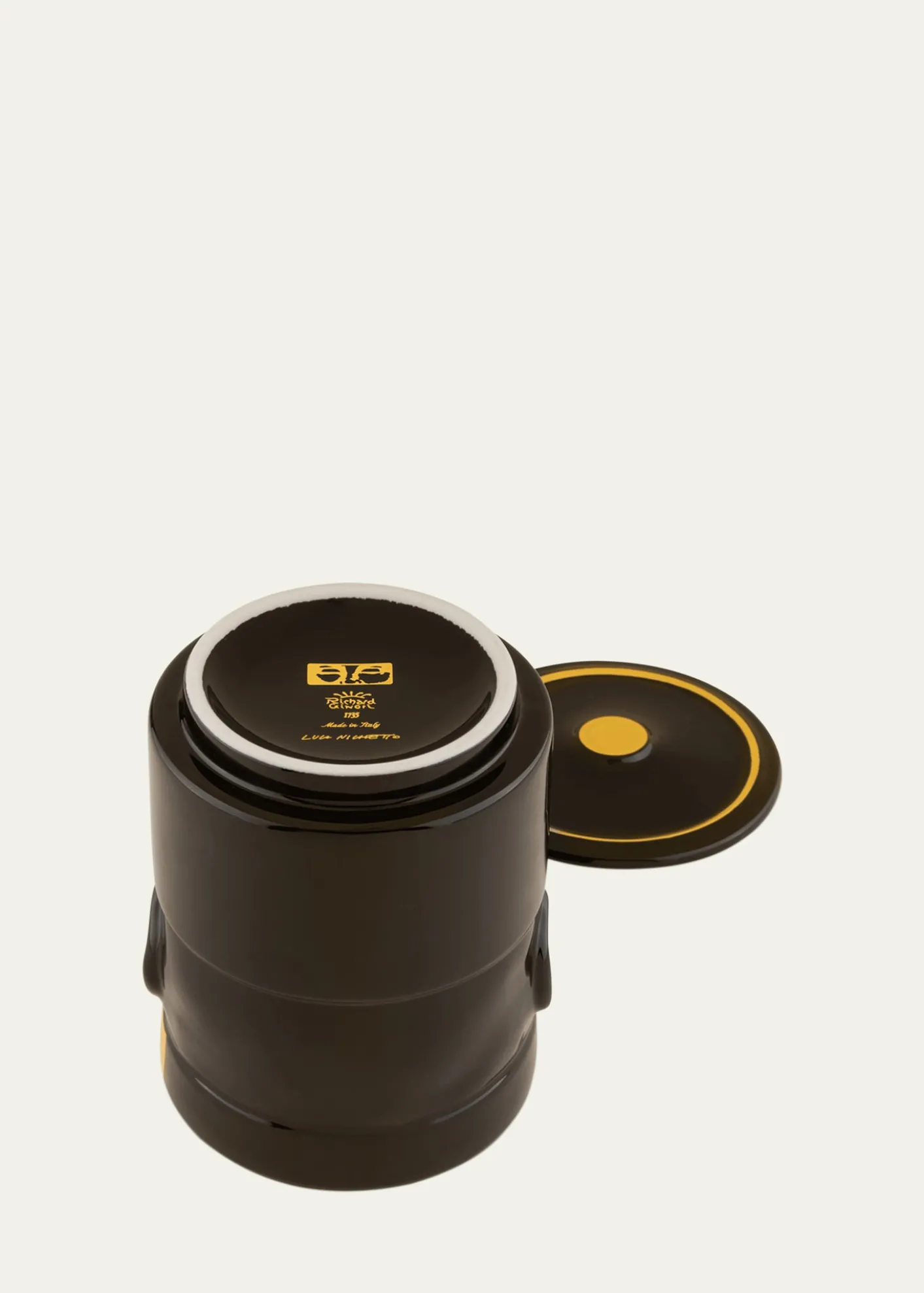 GINORI 1735The Companion Candleholder, Charcoal/Gold - LCDC Collection