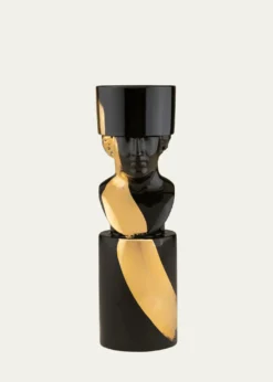 GINORI 1735The Scholar Candleholder, Black/Gold - LCDC Collection
