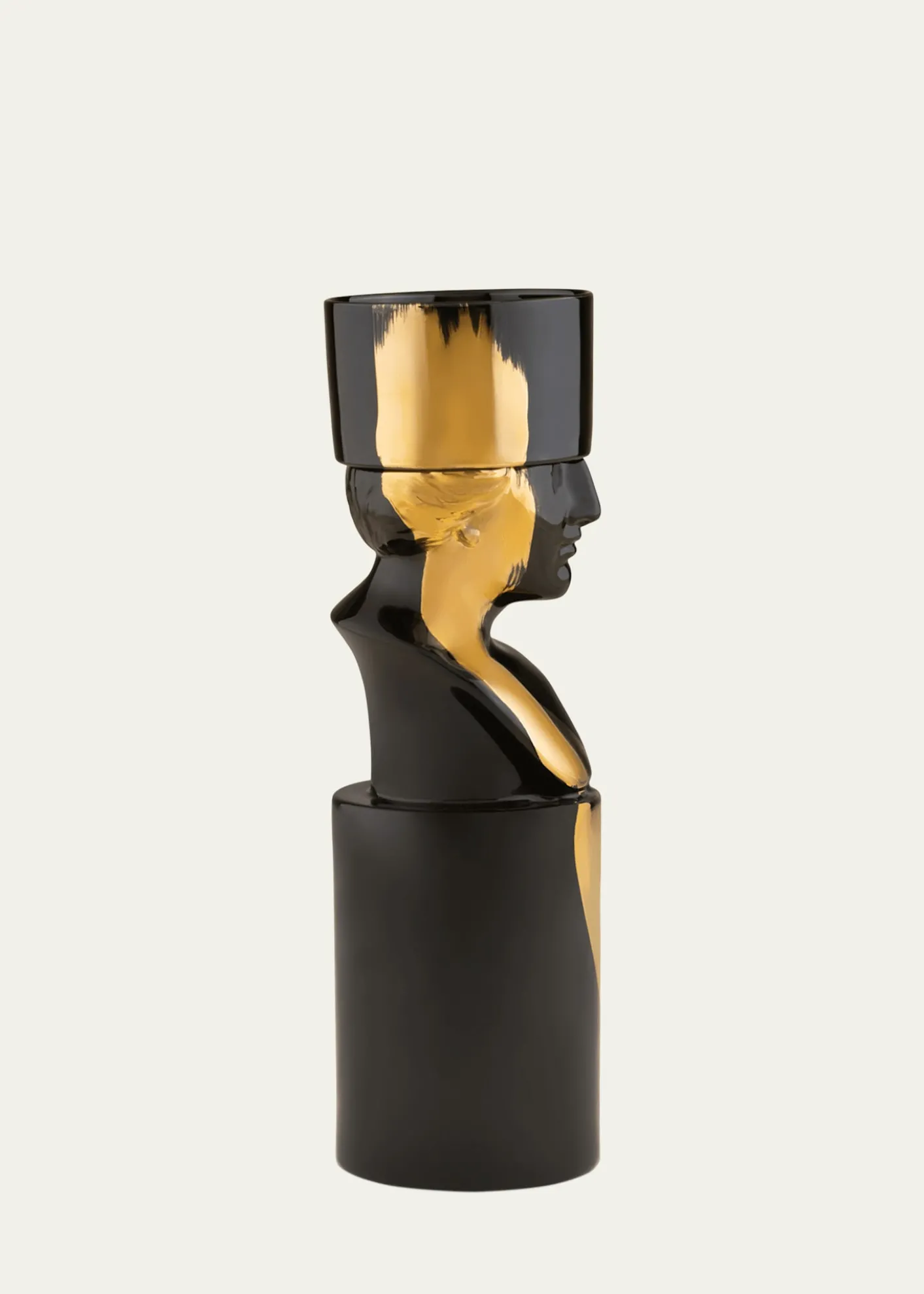 GINORI 1735The Scholar Candleholder, Black/Gold - LCDC Collection