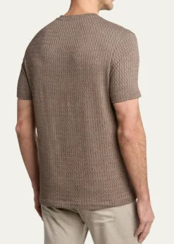 Giorgio ArmaniMen's Box-Jacquard Viscose Stretch Crewneck T-Shirt