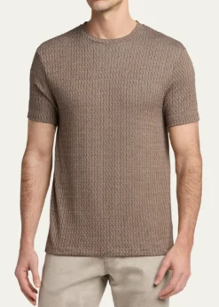 Giorgio ArmaniMen's Box-Jacquard Viscose Stretch Crewneck T-Shirt