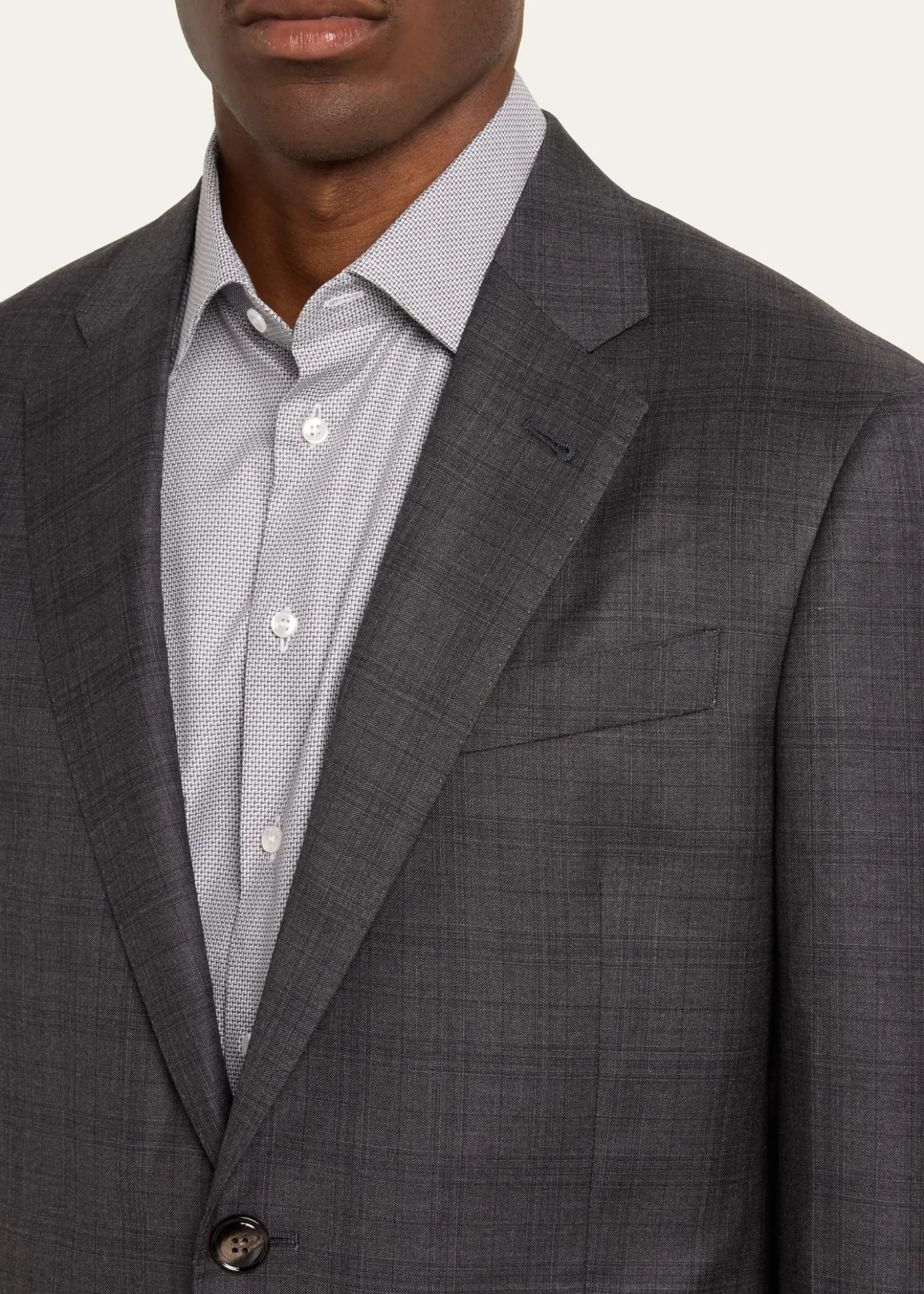 Giorgio ArmaniMen's Brushed Wool Plaid Classic Fit Suit