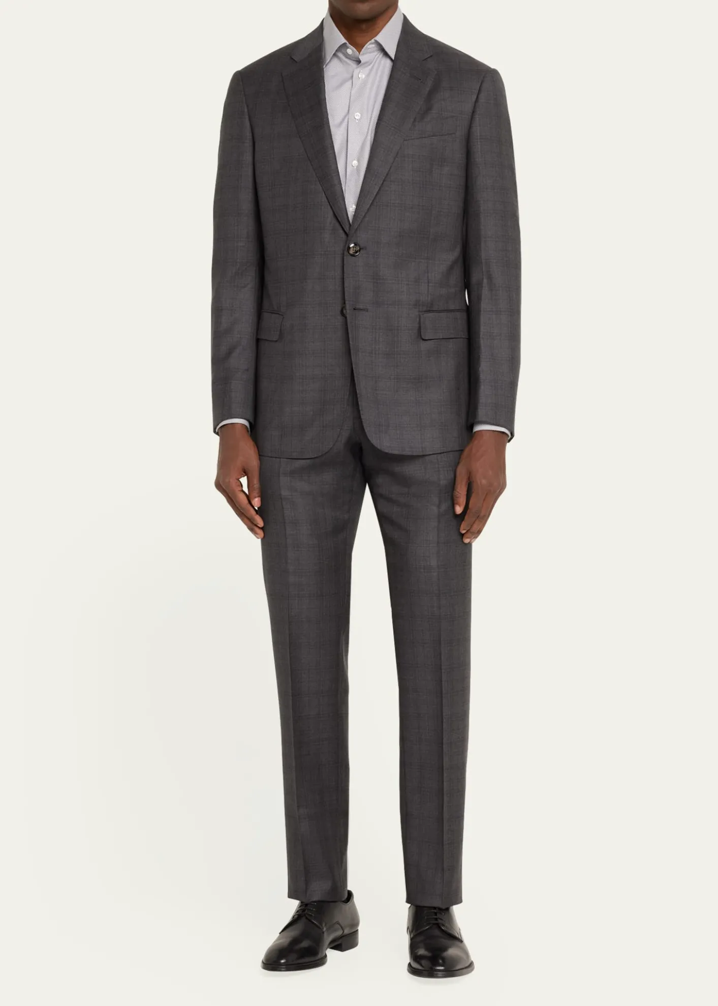 Giorgio ArmaniMen's Brushed Wool Plaid Classic Fit Suit