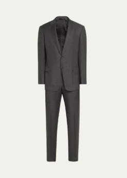 Giorgio ArmaniMen's Brushed Wool Plaid Classic Fit Suit