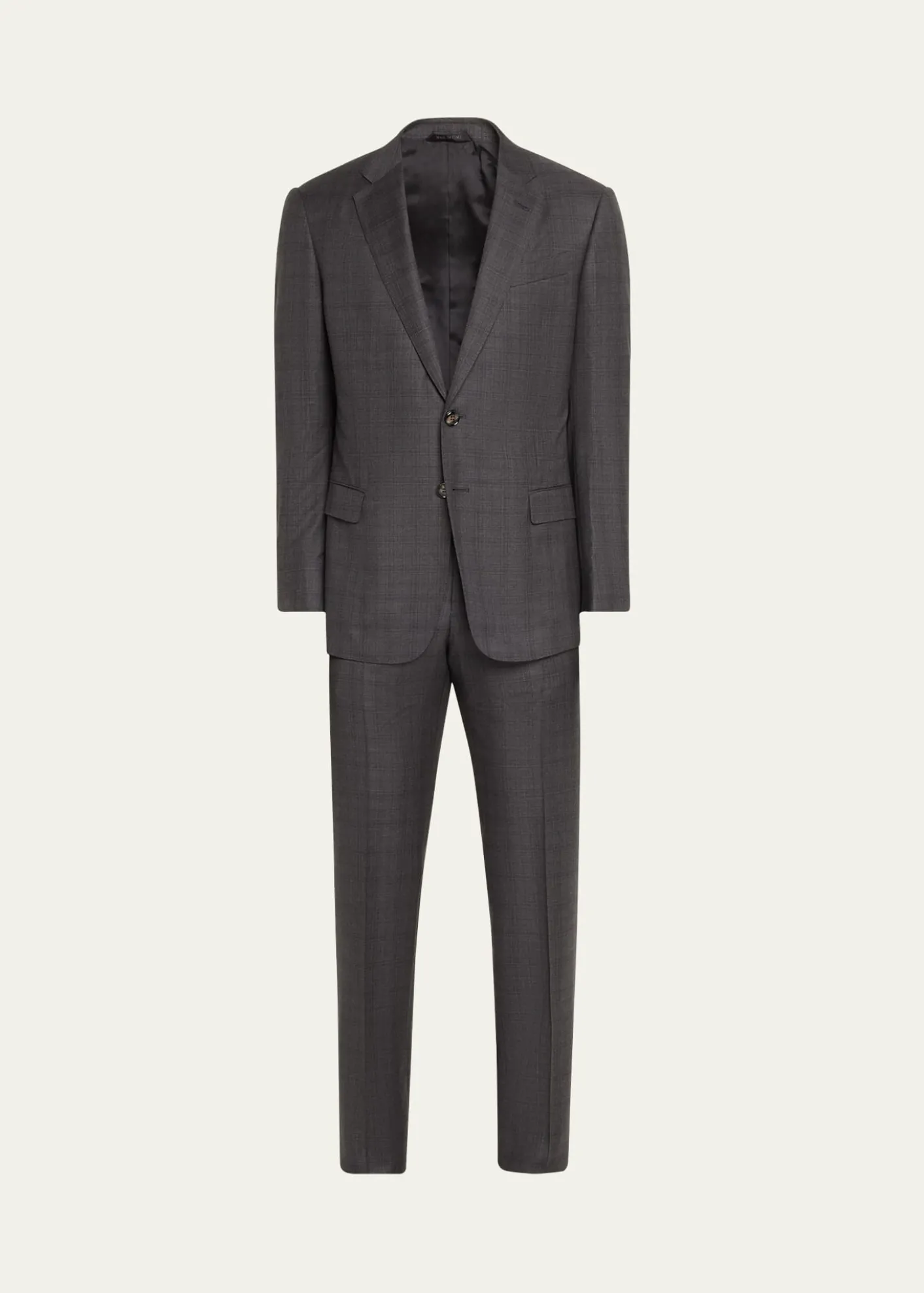 Giorgio ArmaniMen's Brushed Wool Plaid Classic Fit Suit