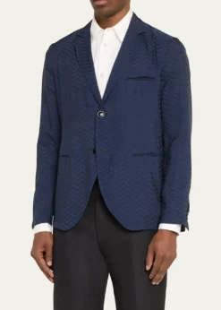 Giorgio ArmaniMen's Cupro Chevron Blazer