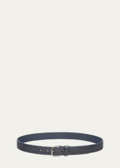 Giorgio ArmaniMen's Geometric Engraved Leather Belt