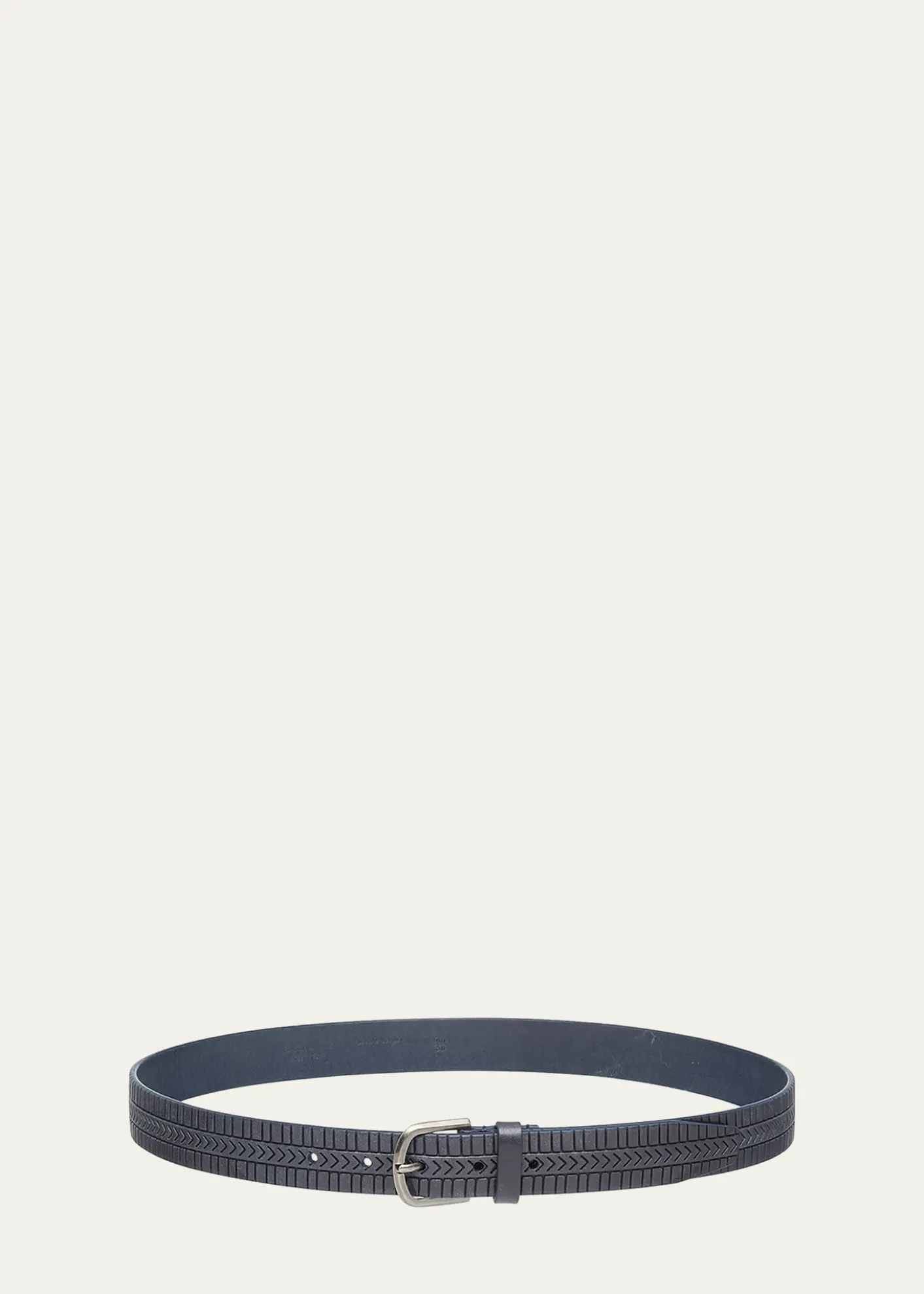 Giorgio ArmaniMen's Geometric Engraved Leather Belt