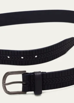 Giorgio ArmaniMen's Geometric Engraved Leather Belt