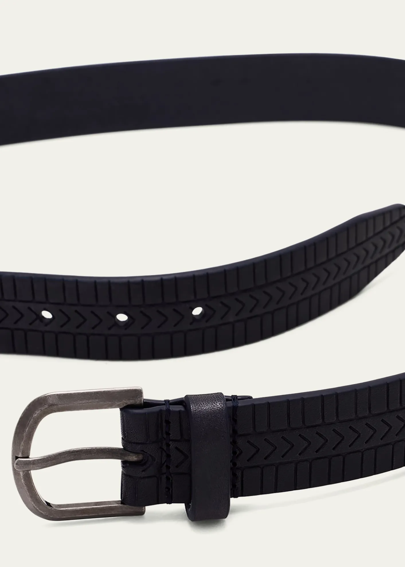 Giorgio ArmaniMen's Geometric Engraved Leather Belt