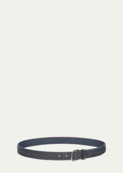 Giorgio ArmaniMen's Geometric Engraved Leather Belt