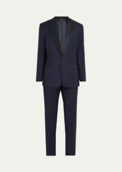 Giorgio ArmaniMen's Soft Woven Satin-Trim Single-Breasted Suit