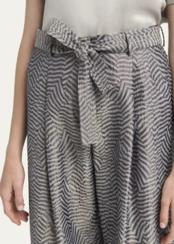 Giorgio ArmaniAnimalier Silk Jacquard Straight-Leg Paperbag Trousers
