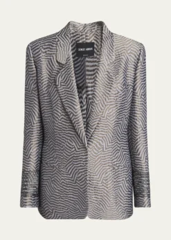 Giorgio ArmaniAnimalier Silk Jacquard Single-Breasted Blazer Jacket