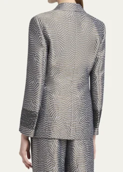 Giorgio ArmaniAnimalier Silk Jacquard Single-Breasted Blazer Jacket