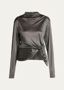 Giorgio ArmaniAsymmetric Draped Shiny Viscose Top