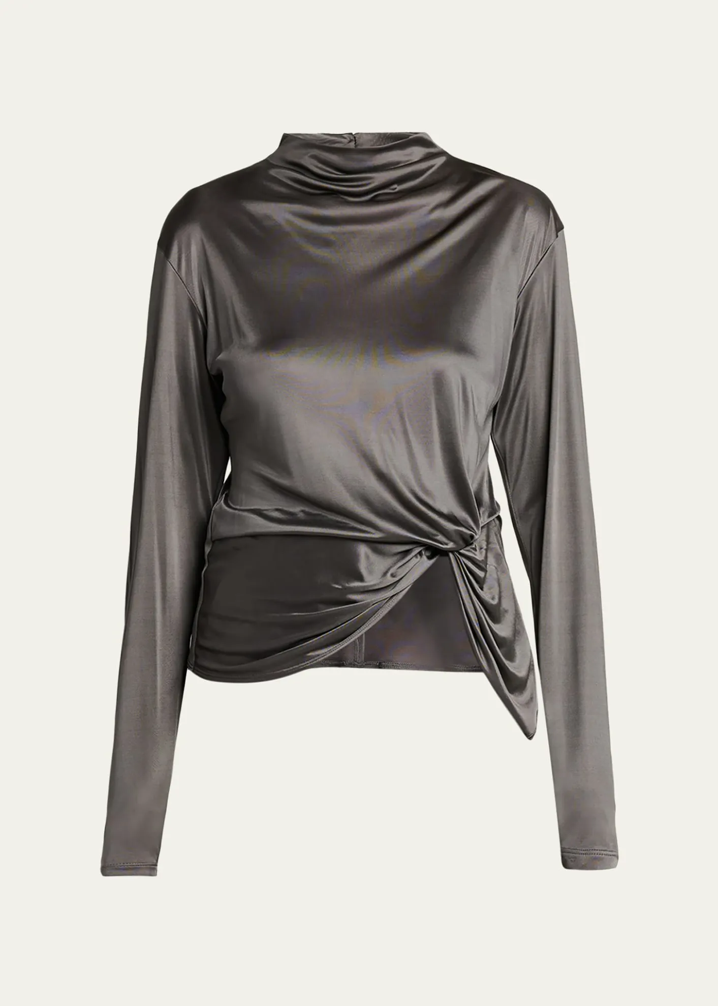 Giorgio ArmaniAsymmetric Draped Shiny Viscose Top
