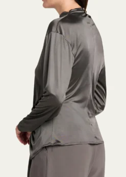 Giorgio ArmaniAsymmetric Draped Shiny Viscose Top