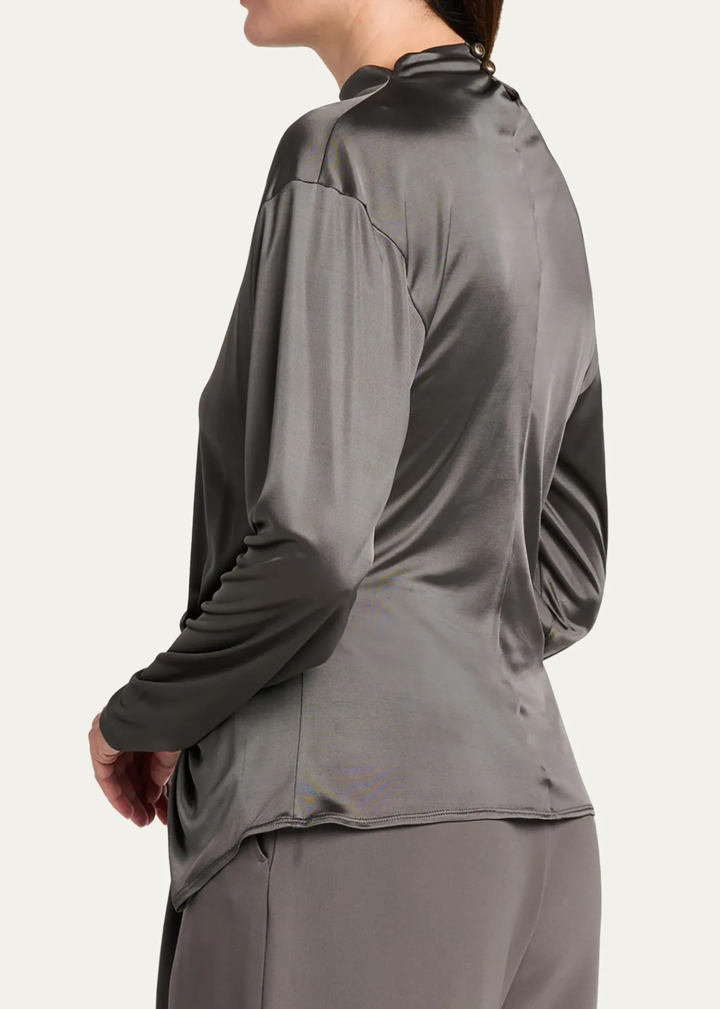 Giorgio ArmaniAsymmetric Draped Shiny Viscose Top