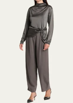 Giorgio ArmaniAsymmetric Draped Shiny Viscose Top