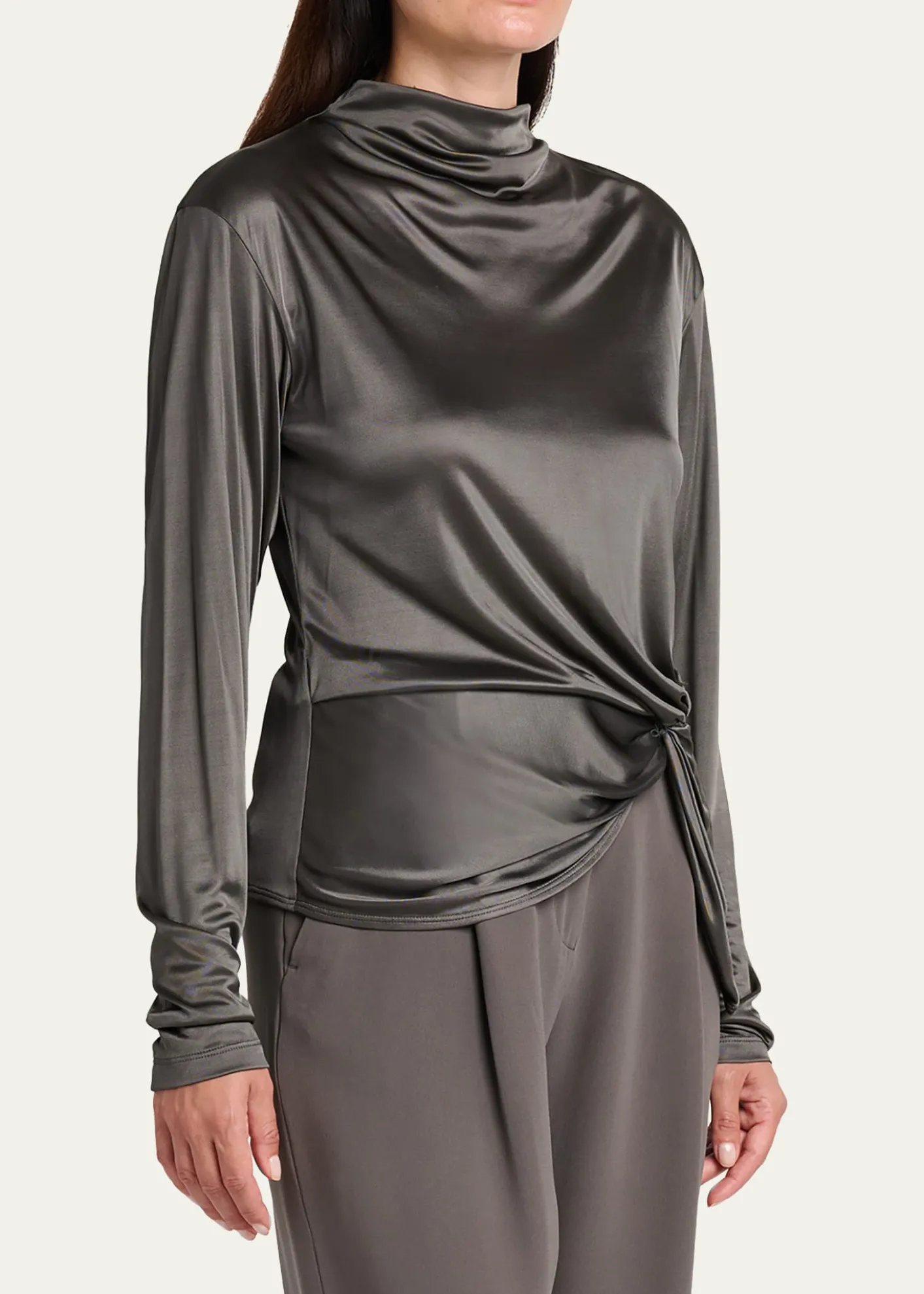 Giorgio ArmaniAsymmetric Draped Shiny Viscose Top