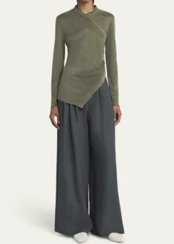 Giorgio ArmaniAsymmetric Jersey Long-Sleeve Top