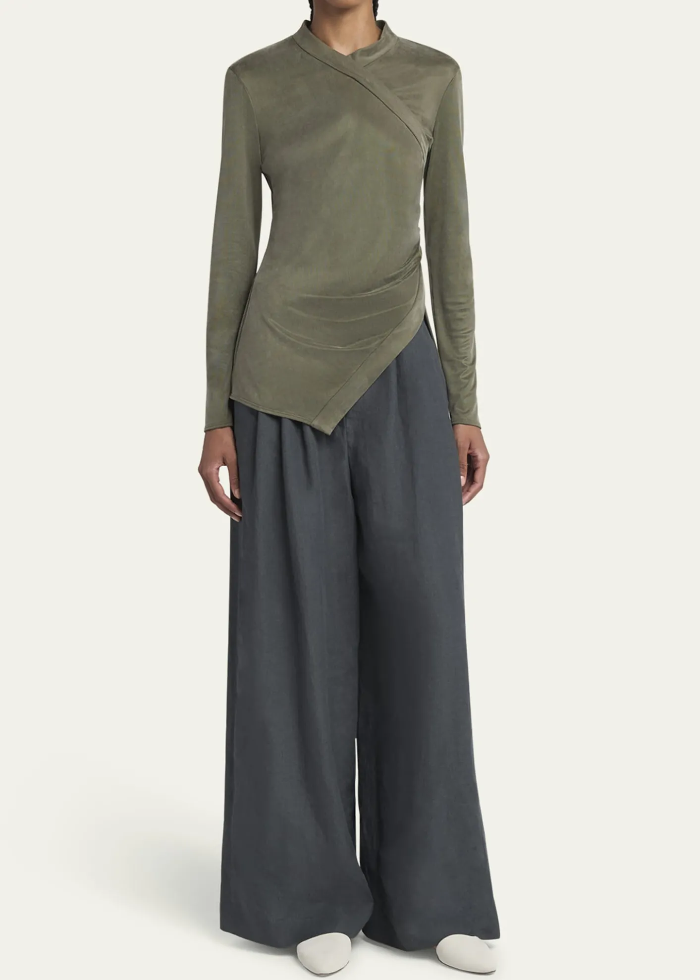 Giorgio ArmaniAsymmetric Jersey Long-Sleeve Top