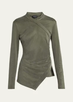 Giorgio ArmaniAsymmetric Jersey Long-Sleeve Top