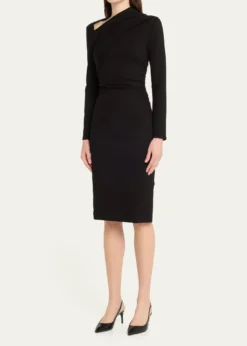 Giorgio ArmaniAsymmetric Long-Sleeve Jersey Dress