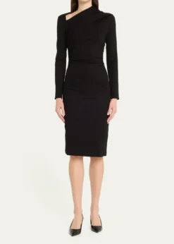 Giorgio ArmaniAsymmetric Long-Sleeve Jersey Dress