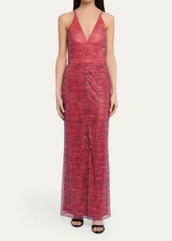 Giorgio ArmaniBackless Rhinestone Maxi Dress