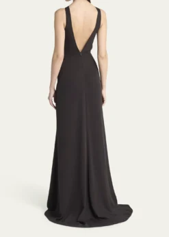 Giorgio ArmaniBeaded-Ring Silk Georgette Backless Gown