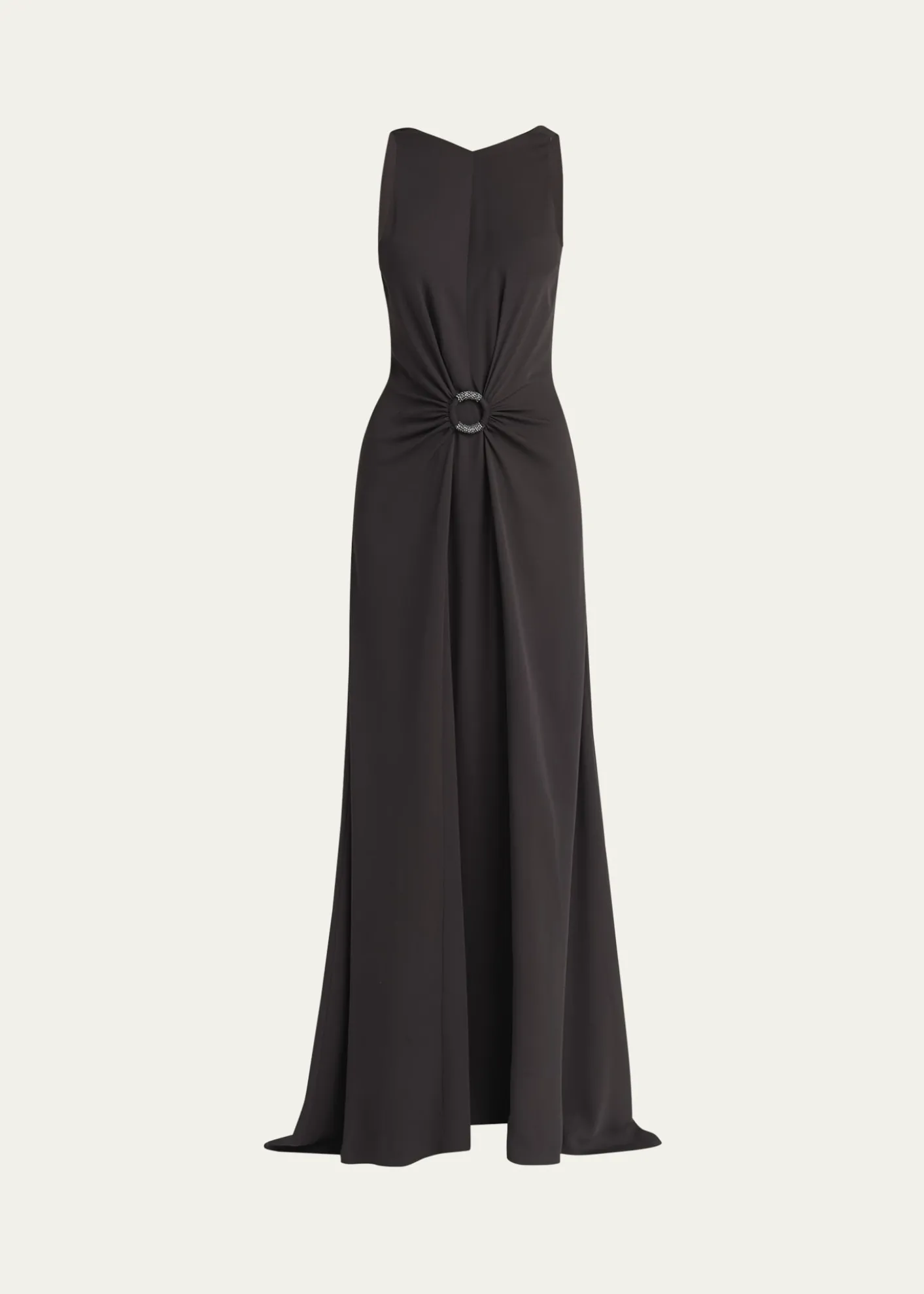 Giorgio ArmaniBeaded-Ring Silk Georgette Backless Gown
